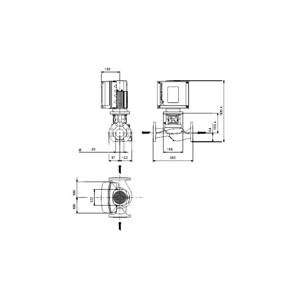 In-line circulator pump TPE2 80-150-N-A-F-A-BQQE 1x230V PN10 image 2
