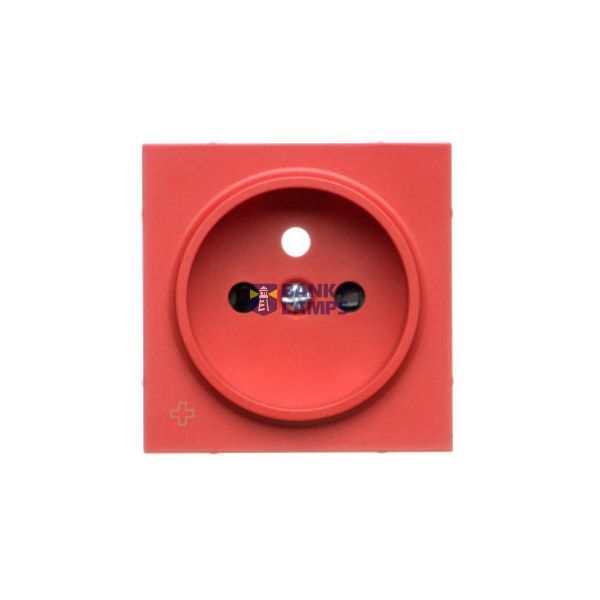 Cover for single socket outlet with earthing, anibacterial red image 1