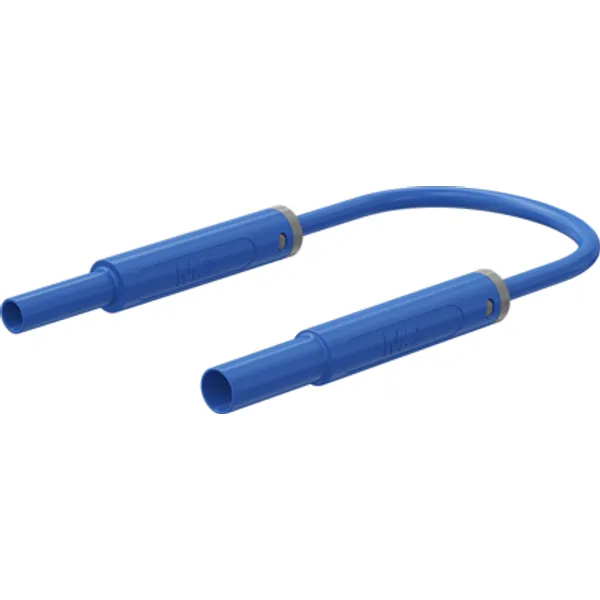 Safety measuring lead with (4 mm lamella plug, straight) to (4 mm socket, straight), 0.5 m, blue, PVC, 1.0 mm², CAT IV, 66.1044-05023 image 1