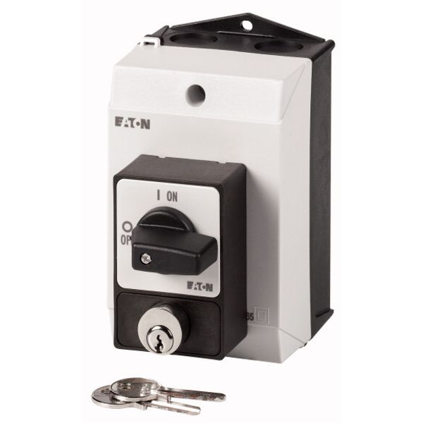 T0-2-1/I1/SVA(A) ON-OFF switches, T0, 20 A, surface mounting, 3 pole, with black thumb grip and front plate, Cylinder lock SVA image 1