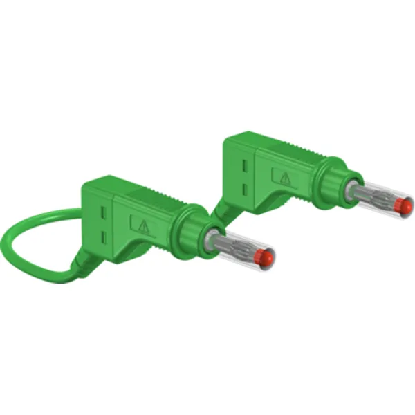 Measuring lead with (4 mm plug, spring-loaded, straight) to (4 mm plug, spring-loaded, straight), 1.5 m, green, silicone, 2.5 mm², CAT II, 66.9408-15025 image 1