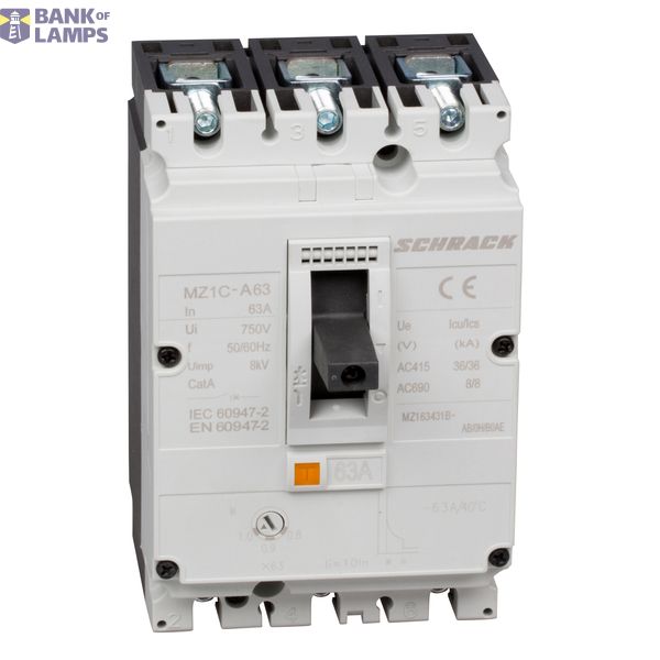 Moulded Case Circuit Breaker Type A, 3-pole, 36kA, 63A BT image 1