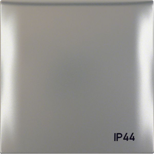 Integro Flow-Frame 1-Gang with Hinged Cover, Imprint IP44, Chrome Matt image 1