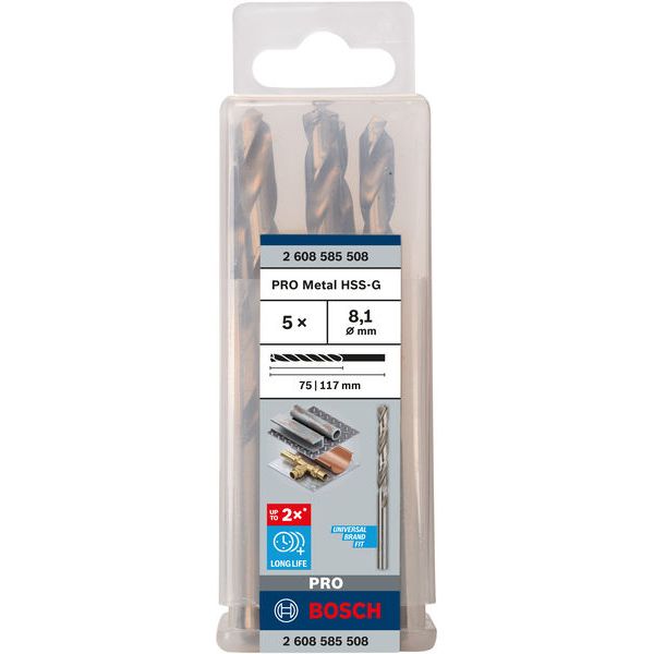 Metal drill bits HSS-G, DIN 338 8,1 x 75 x 117 mm 5 pcs. image 1