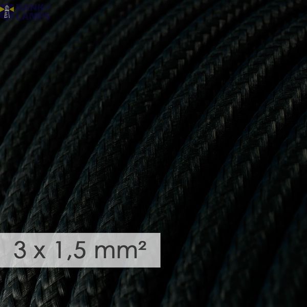 Large section electric cable 3x1,50 round - covered by rayon Black RM04 image 2