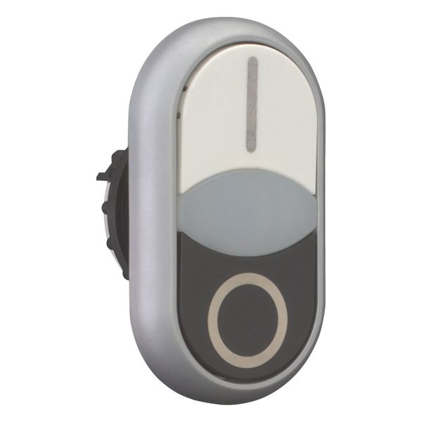 M22-DDLF-WS-X1/X0 Double actuator pushbutton, RMQ-Titan, Actuators and indicator lights flush, momentary, White lens, white, black, inscribed, Bezel: titanium image 7