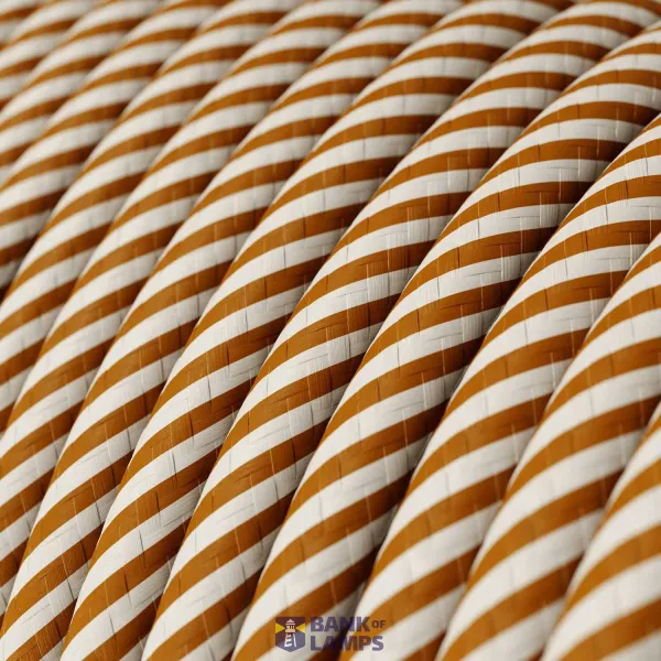 Glossy Optical White and Whiskey Vertigo Textile Cable - The Original Creative-Cables - ERM49 round 2x0.75mm / 3x0.75mm image 2