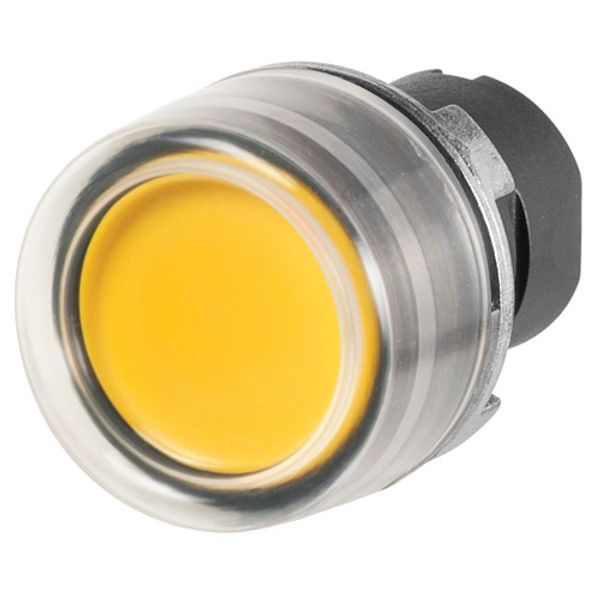 Guarded push-button, yellow, rubber cap image 1