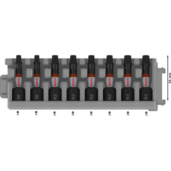PRO Robertson Impact Bit, R1(x2), R2(x4), R3 (x2), 55 mm, 8 pcs image 2