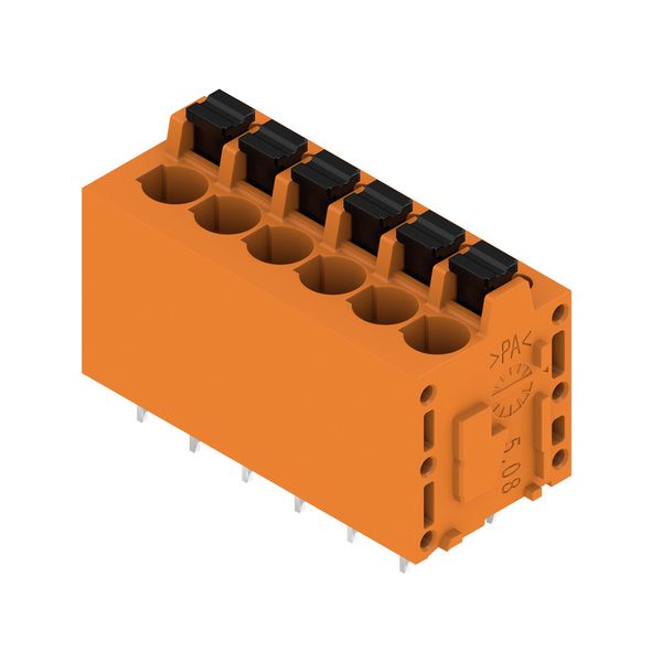 Printed circuit board terminals, 5.08 mm, Number of poles: 6, 180°, Solder pin length (l): 3.5 mm, tinned, orange, PUSH IN with actuator, Clamping range, max. : 2.5 mm², Box image 3