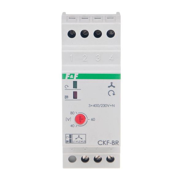 Phase sequence and phase failure sensor with adjustable asymmetry threshold, DIN rail mounting; CKF-BR image 2