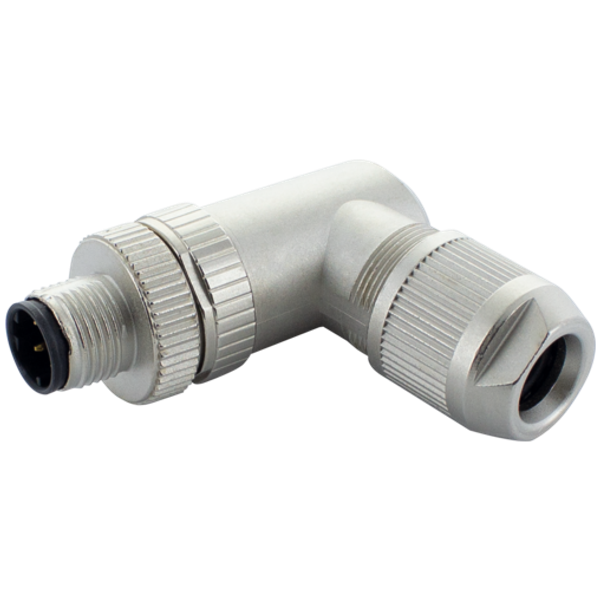 M12 male 90° D-cod. Push-In 4-pol., 0,14 - 0,75mm², 4 - 8mm, shielded image 1
