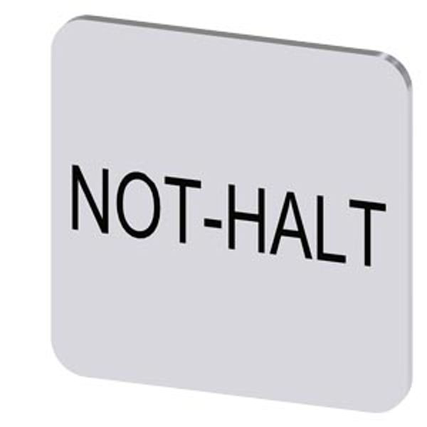 Labeling plate 22x22 mm, silver-colored label, labeling: Not-Halt image 1