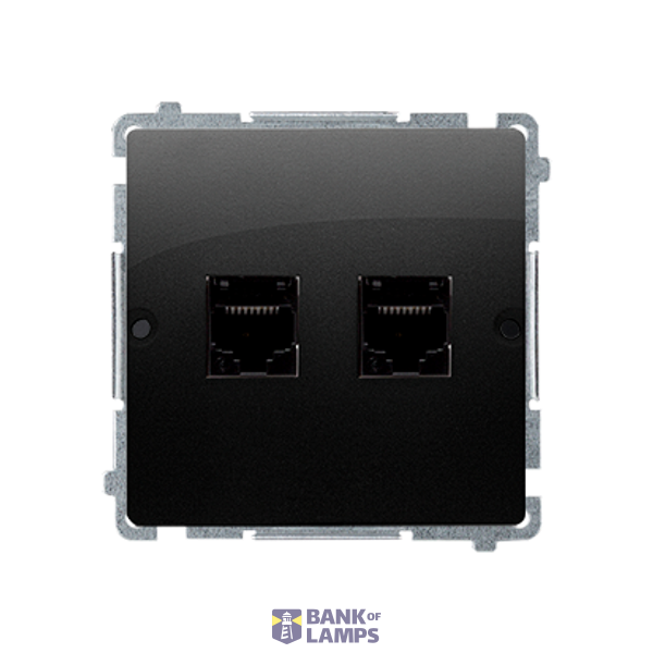 RJ12 double telephone socket, (module), black matt image 1