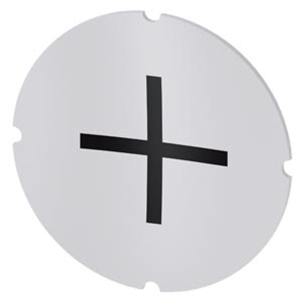 Inscription plate for illuminated pushbutton, round, milky, icon: increase, plus image 1