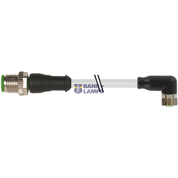 M12 male 0° / M8 female 90° A-cod. PUR 4x0.25 gy UL/CSA+drag 6.0m image 2