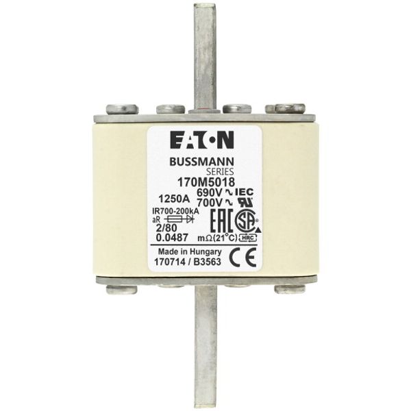 Fuse-link, high speed, 500 A, AC 690 V, size 2, 59 x 77 x 108 mm, aR, IEC, single indicator image 1