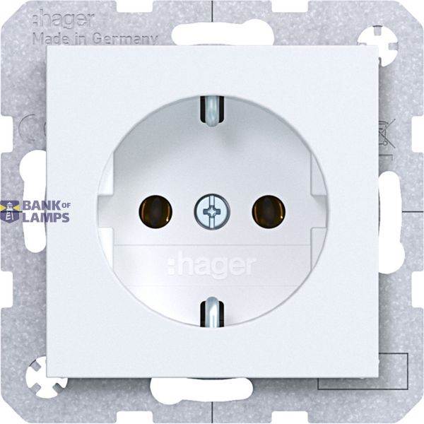 SCHUKO wall socket, screw lift terminals, A.x/C.x, matte light white image 1