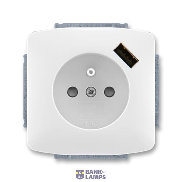 5569A-A02357 B Socket outlet with earthing pin, shuttered, with USB charging image 1