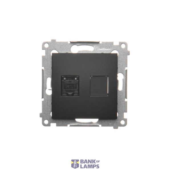 Single computer socket RJ45 category 6 with anti-dust cover, (module), black matt image 1