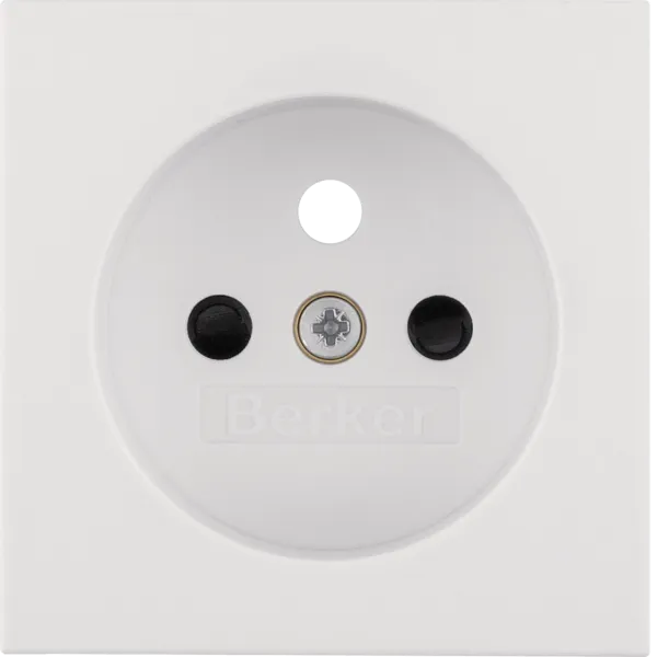 Center piece for socket with ground pin with touch protection, Berker S.1/B.x, white, gloss image 1