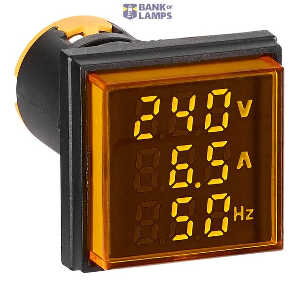 Multim., 22.5 mm, 0-100 A, 50-500 V AC, yellow, square. image 1