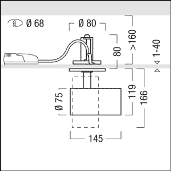 V2-SR S 2300-940 SWI MSP WH WH - LED semi-recessed spotlight, tiltable image 3