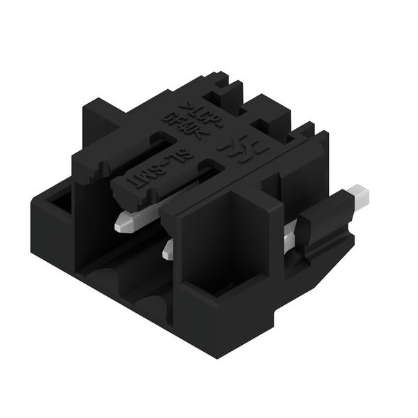 PCB plug-in connector, male header, Clip-on flange, THT/THR solder connection, 3.50 mm, Number of poles: 2, 90°, Solder pin length (l): 1.5 mm, tinned, black, Box image 4