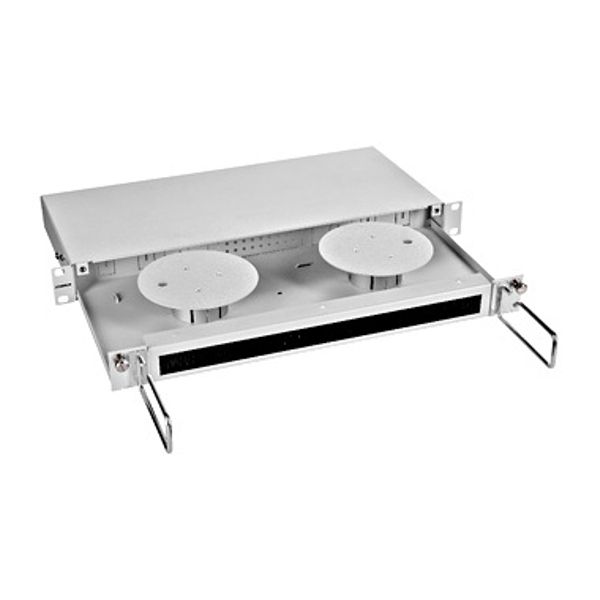 19" FO Overlengthsbox, D=210mm, 1U, RAL7035 image 1