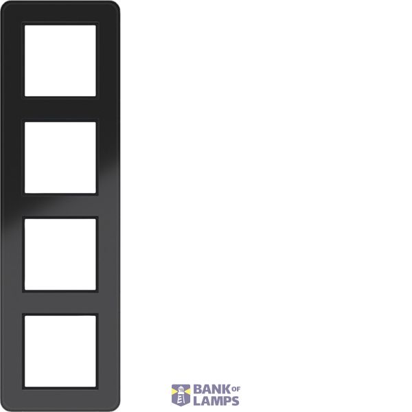 Cover frame 4-way, C.8, glossy black glass image 1
