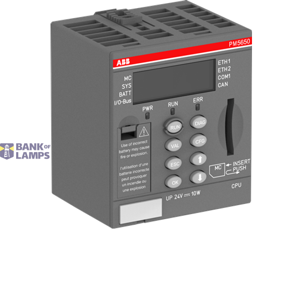 PM5650-2ETH: AC500, Program Control, 80MB, 24VDC, 2xETHERNET, 1xRS232/485, CAN, image 1