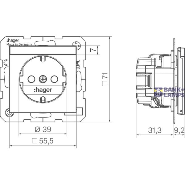 SCHUKO wall socket, text-resistant, Safety Plus, plug-in type, A.x/C.x titanium image 3