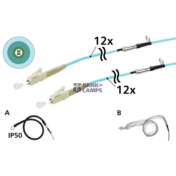 OpDAT VIK Universal cable 12xOM3, LC-LC, 75 m, one-sided pulling aid I image 1