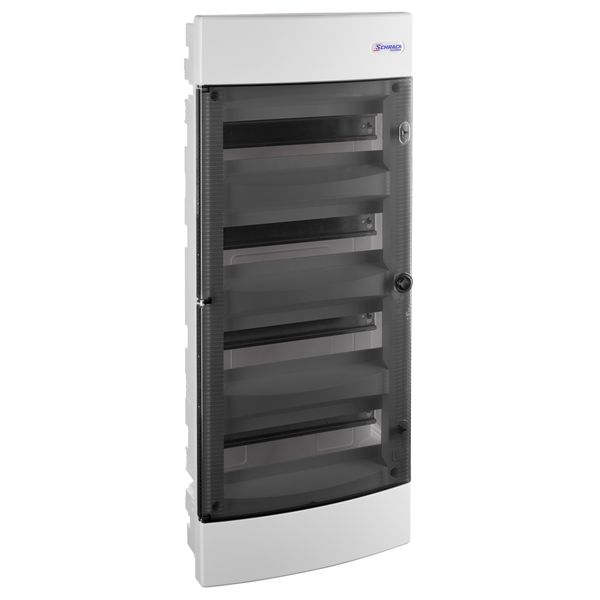 Flush-mounted enclosure 4-rows, 48MW, IP40, transparent door image 1