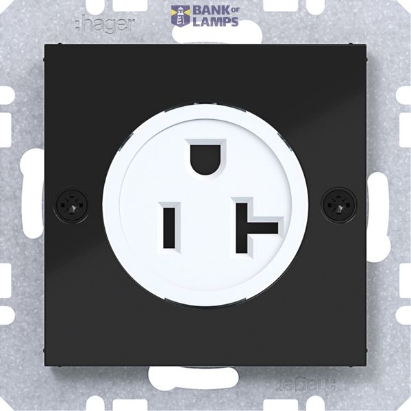 Wall socket USA/CANADA NEMA 5-20 R, screw class, A.x/C.x, black glass image 1