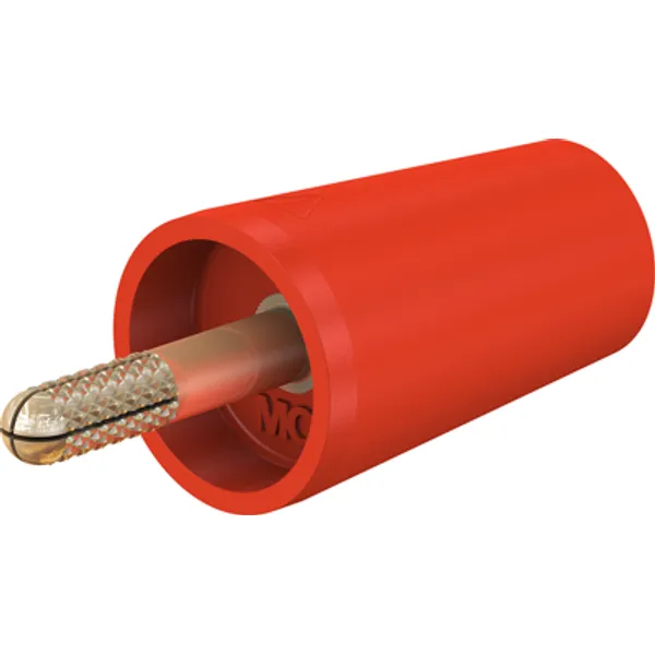 Screw-clamping adapter, 4 mm plug, spreadable to 4 mm socket, red, CAT II, 24.0160-22 image 1