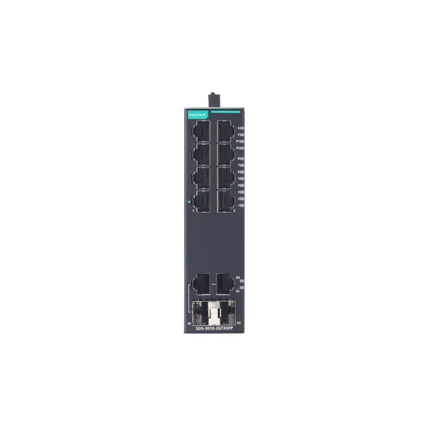 MOXA – SDS-3010-2GTXSFP – Compact industrial smart Ethernet switch with 8 10100BaseT(X) ports, 2 101001000 image 1