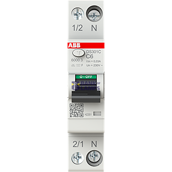 Residual current circuit breaker 1P+N, C Char. 6 A, 30ma, 6ka, Type F image 1
