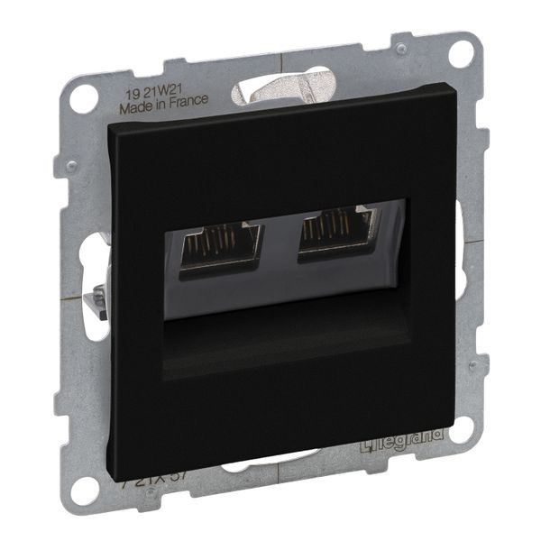 2XRJ45 SOCKET CAT6 STP BLACK image 1