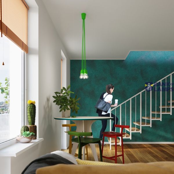 HANGING LAMP DIEGO 5 GREEN E27 5X60W IP20 image 4