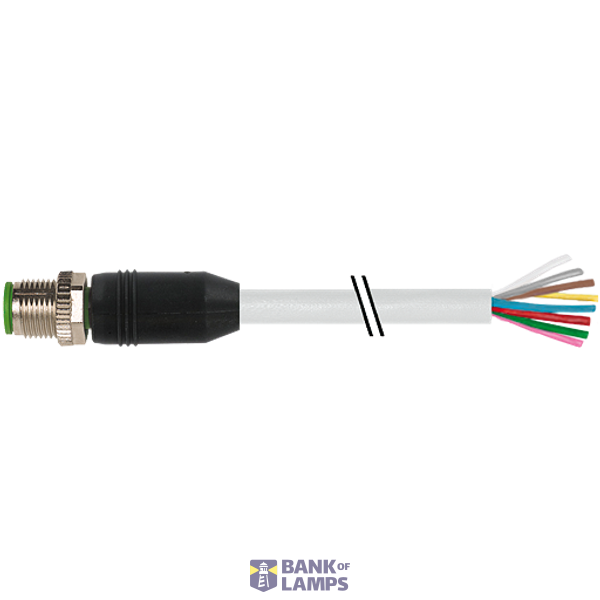 M12 male 0° A-cod. with cable PUR 4x0.75 gy 7m image 2