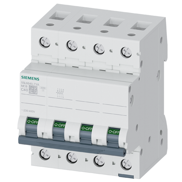 Miniature circuit breaker 230/400 V 6kA, 3-pole+N, C, 40 A image 1