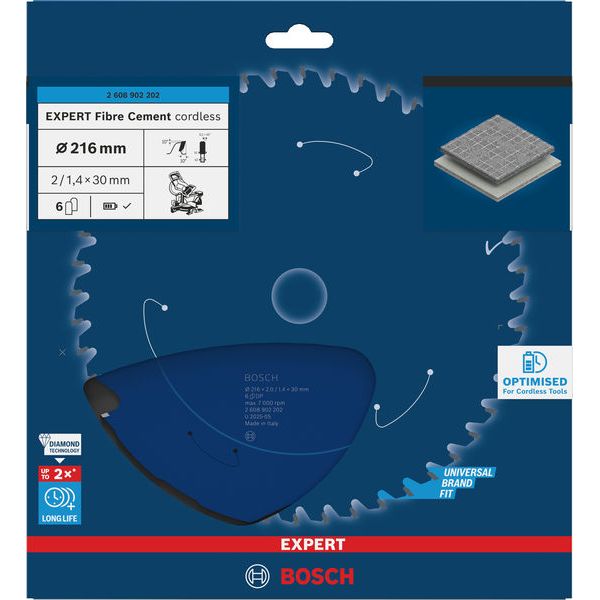 Expert for Fibre Cement Circular Saw Blade for Cordless Saws 216x2/1.4x30 T6 image 2