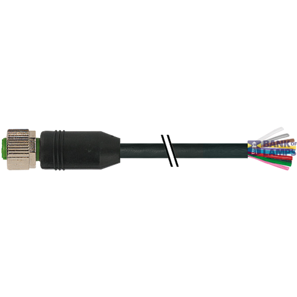 M12 female 0° A-cod. with cable PUR 12x0.14 bk UL/CSA+drag 42.0m image 1