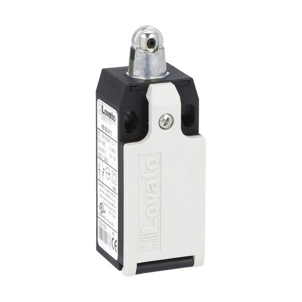 Limit switch, K series, top roller push plunger, 1 bottom cable entry. Dimensions to EN 50047, plastic body, contacts 2NC slow action. Metal roller image 1