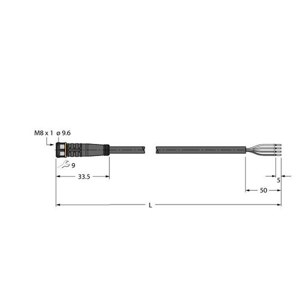 Actuator and Sensor Cable, PUR Connection Cable   PKG4M-3/TXG image 2