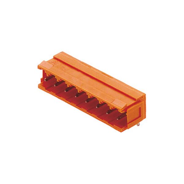 PCB plug-in connector, male header, Dovetails for fixing blocks, THT solder connection, 5.08 mm, Number of poles: 2, 90°, Solder pin length (l): 3.2 mm, tinned, orange, Box image 3