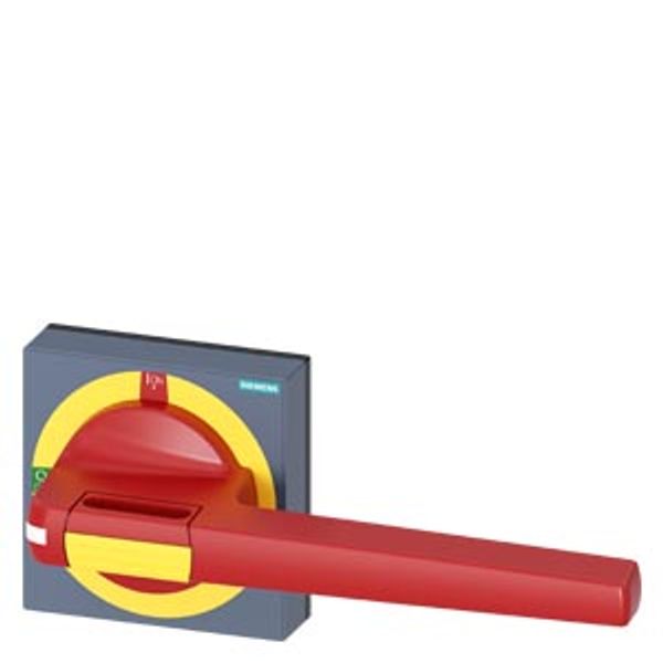 handle with masking plate EMERGENCY-STOP size 100x 100, for shaft 12x 12, test-0-I, handle size image 1