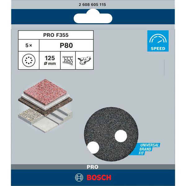 F355 sanding sheet, pack of 5 125 mm, 80 image 2