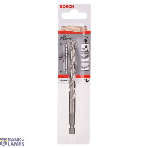Brad point drill bit, 1/4" hex shank 8 x 75 x 117 mm image 2